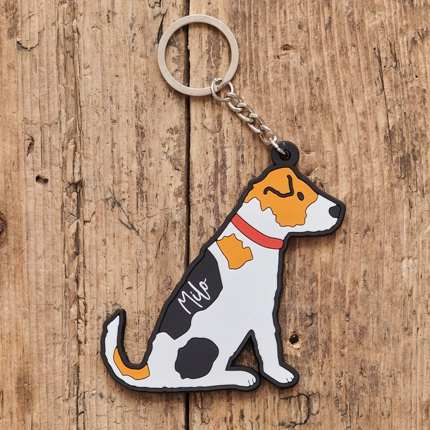 Personalised Jack Russell keyring with name — perfect gift for Jack Russell Terrier owners