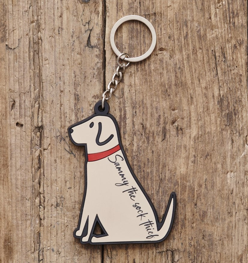 Yellow Labrador keyring lifestyle shot — personalised dog keyring by Sweet William Designs, perfect Yellow Lab gift