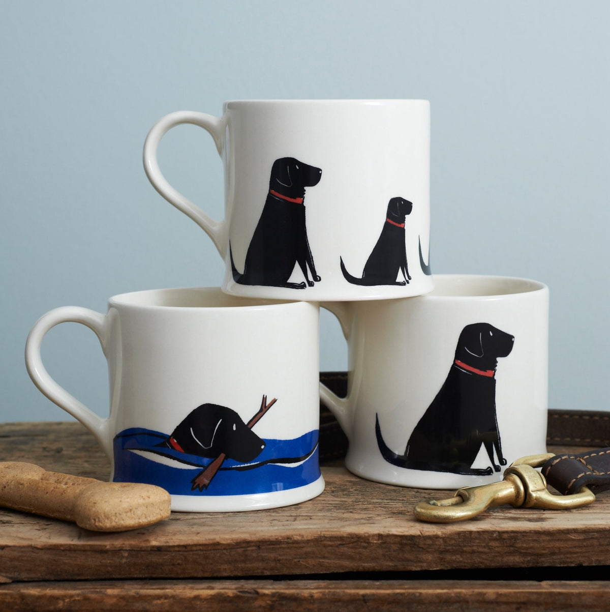Sweet William Designs Black Labrador mug collection — ceramic dog lover mugs, perfect gift for Labrador owners