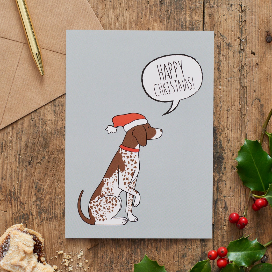 German Shorthaired Pointer Christmas Card — illustrated dog lover greeting card by Sweet William Designs