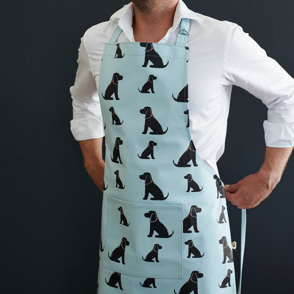 Black Cocker Spaniel apron — organic cotton screen-printed dog apron, a perfect gift for Cocker Spaniel lovers by Sweet William Designs