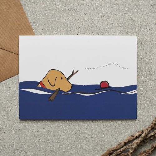 Swimming Fox Red Labrador Card