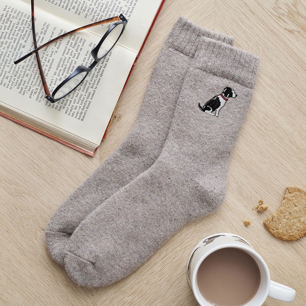 Springer Spaniel (Black & White) Dog Walking Socks