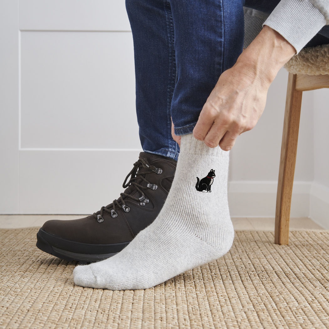Black and White Cat Wool Socks