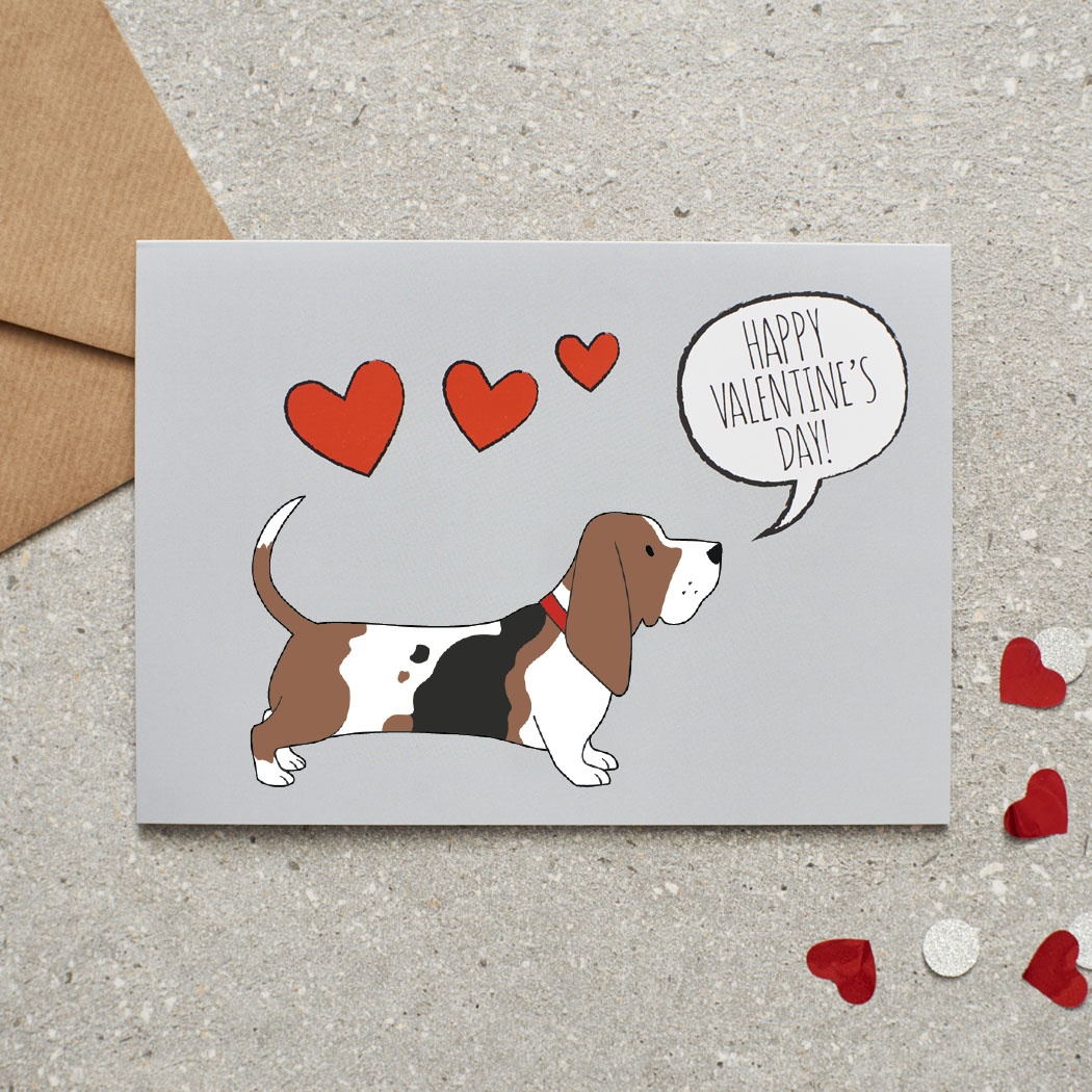 Basset Hound Valentine's Day Card