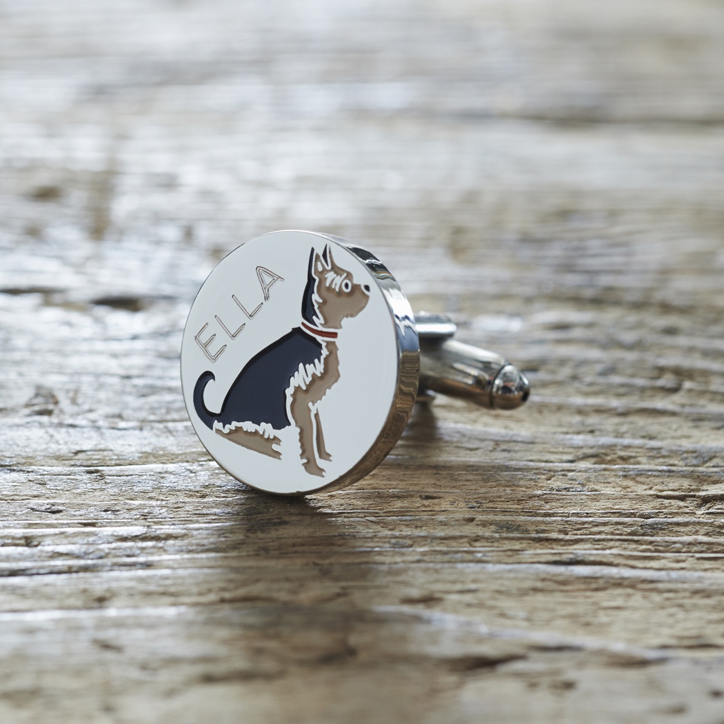 Yorkshire Terrier Cufflinks and Dog Tag Set