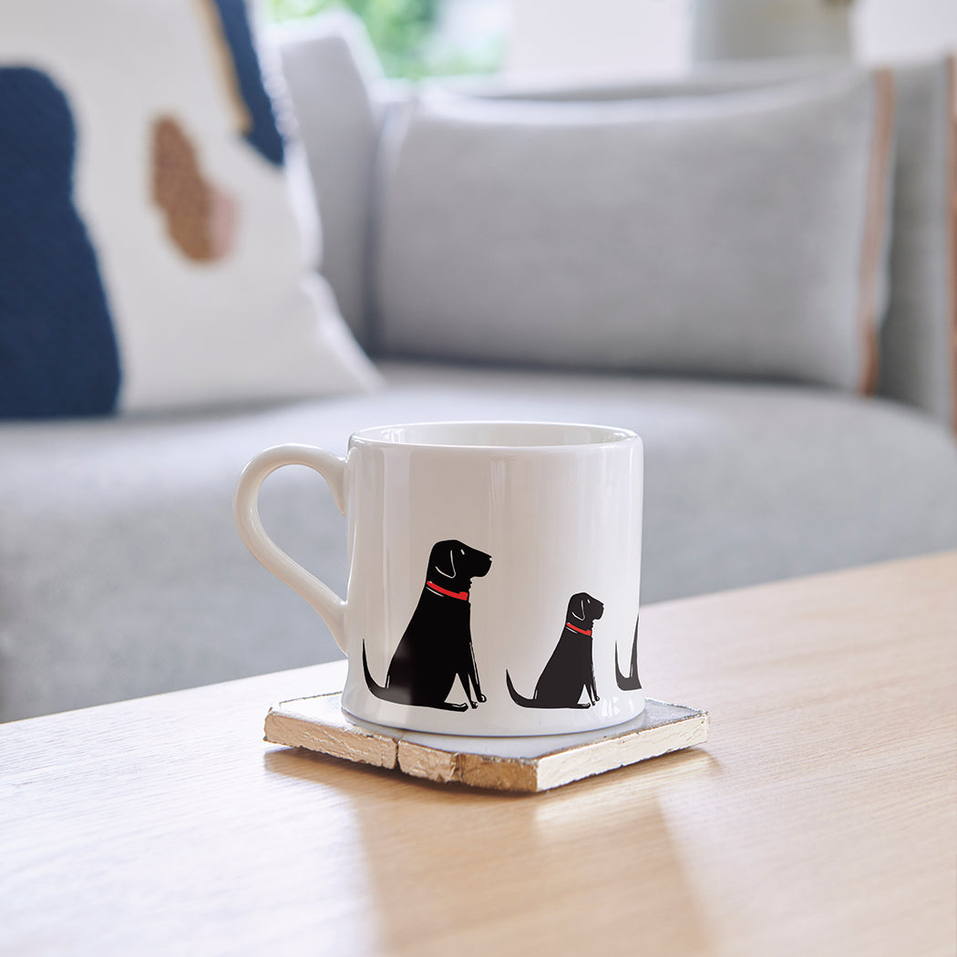 Sweet William Black Labrador Mug close-up — Black Lab dog lover gift mug