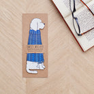 Apricot Cockapoo / Labradoodle bookmark with backing card — personalised dog bookmark in blue jumper illustration, gift by Sweet William Designs