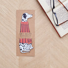 Dalmatian bookmark with backing card — personalised dog bookmark in red jumper illustration, gift by Sweet William Designs
