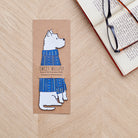 Westie bookmark with backing card — personalised dog bookmark in blue jumper illustration, gift by Sweet William Designs