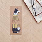Border Collie bookmark with backing card — personalised dog bookmark in yellow jumper illustration, gift by Sweet William Designs