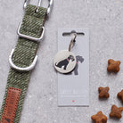 Black Schnauzer personalised dog tag on Sweet William Designs backing card — silver-plated brass with illustrated Schnauzer, dog lover gift