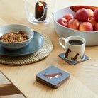Sweet William Boxer coaster lifestyle shot — matching Boxer mug and coaster gift set