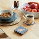 Sweet William Golden Retriever coaster lifestyle shot — matching Golden Retriever mug and coaster gift set