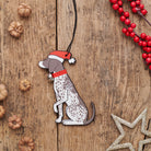 Personalised German Shorthaired Pointer Christmas decoration with name — wooden dog decoration with Father Christmas hat and jingle bell collar, thoughtful dog lover gift by Sweet William Designs