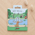 Yellow Labrador enamel dog pin on Sweet William Designs park scene backing card — thoughtful gift for Yellow Labrador lovers