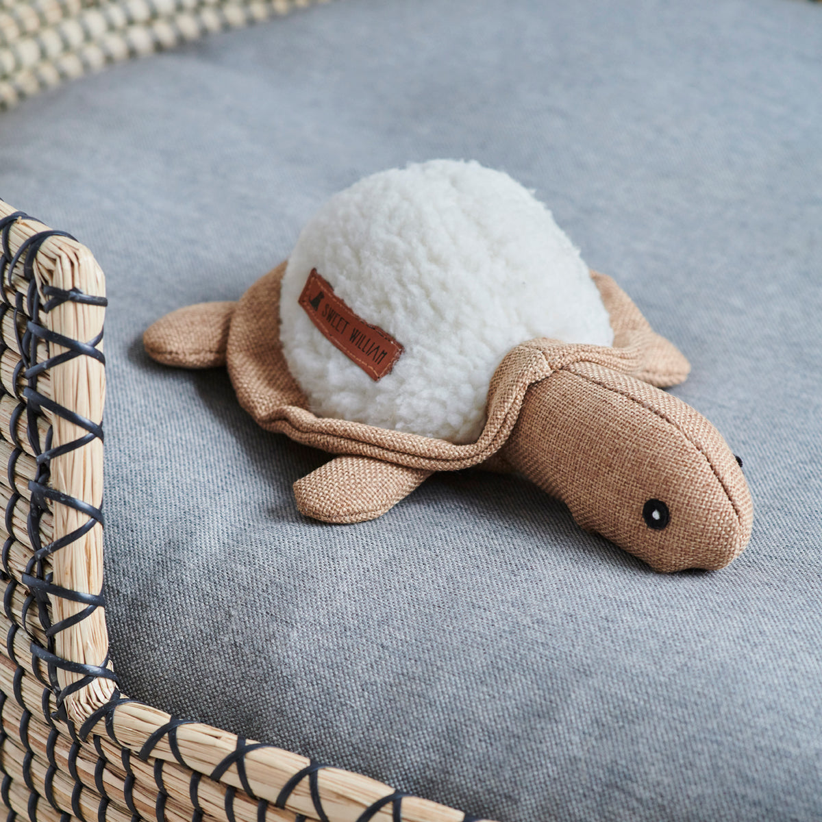 Horatio the Turtle squeaky dog toy — soft fleece and fabric plush toy for small dogs and puppies by Sweet William Designs