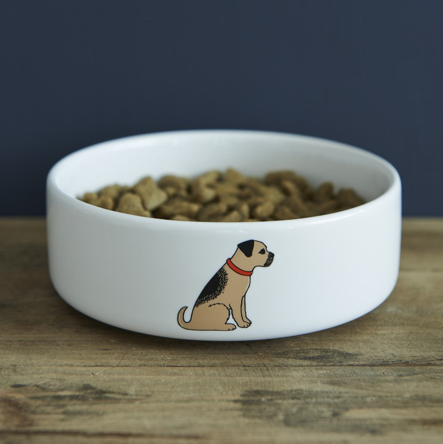 Border Terrier dog bowl — ceramic bowl with signature Border Terrier illustration on the outside, dog lover gift by Sweet William Designs