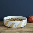 Golden Retriever dog bowl with signature illustration — ceramic dog lover gift by Sweet William Designs