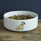 Pug dog bowl — ceramic bowl with signature Pug illustration on the outside, dog lover gift by Sweet William Designs