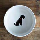 Inside view of Black Schnauzer small dog bowl — single Schnauzer illustration on the interior, ceramic gift for Schnauzer lovers