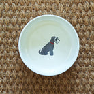 Inside view of Grey & White Schnauzer small dog bowl — single Schnauzer illustration on the interior, ceramic gift for Schnauzer lovers