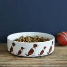 Liver & White Springer Spaniel dog bowl with signature illustration — ceramic dog lover gift by Sweet William Designs