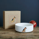 Border Terrier dog bowl in kraft gift box — ceramic dog lover gift presented in a Border Terrier gift box by Sweet William Designs