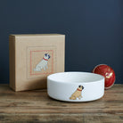 Pug dog bowl in kraft gift box — ceramic dog bowl presented in a Pug gift box by Sweet William Designs