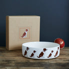 Liver & White Springer Spaniel ceramic dog bowl with kraft gift box — perfect gift for Springer Spaniel lovers by Sweet William Designs