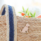 Apricot Cockapoo / Labradoodle enamel pin styled on a jute bag, a thoughtful gift for Cockapoo / Labradoodle lovers by Sweet William Designs