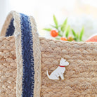 Westie enamel pin styled on jute bag, a thoughtful gift for Westie lovers by Sweet William Designs