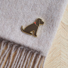 Chocolate Cocker Spaniel enamel pin styled on a wool scarf — gold-plated dog pin, perfect gift for dog lovers