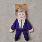 Keir Starmer parody dog toy in navy suit with silver quiff — funny squeaky dog toy, political satire gift for dog lovers