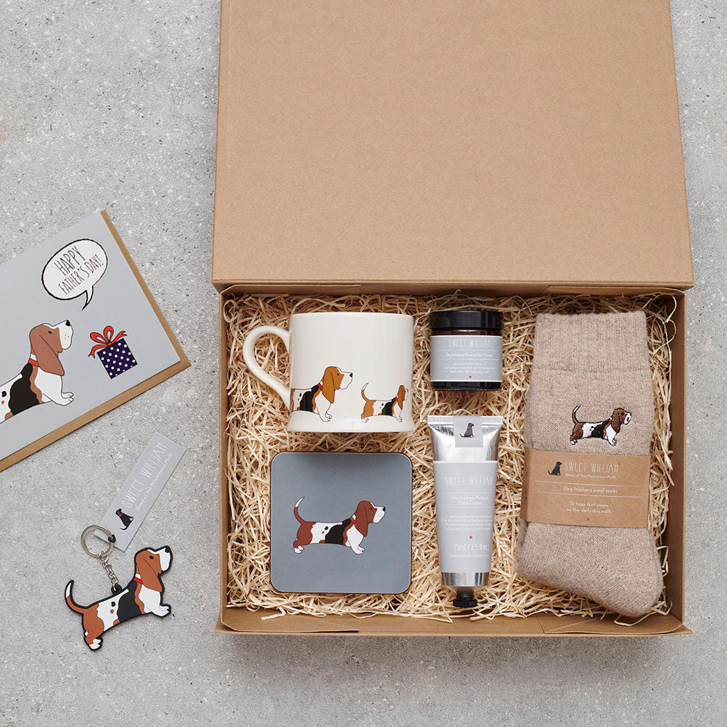 Father's Day dog lover gift hamper with Basset Hound socks – Sweet William Designs