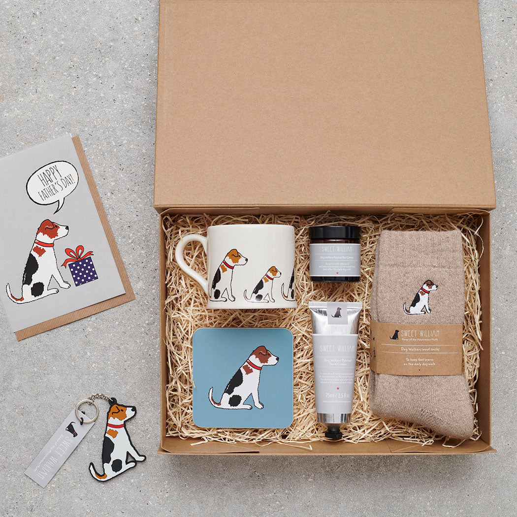 Father's Day hamper featuring Jack Russell socks — thoughtful dog lover gift set by Sweet William Designs