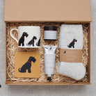 Black Schnauzer Father's Day gift hamper featuring card, mug, coaster and keyring — thoughtful dog lover gift set by Sweet William Designs