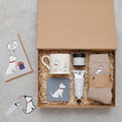 Westie Father's Day gift hamper featuring card, mug, coaster, socks and keyring — thoughtful dog lover gift set by Sweet William Designs