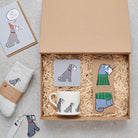 Salt & Pepper Schnauzer gift hamper featuring bookmark, mug, coaster, socks and keyring — thoughtful dog lover gift set by Sweet William Designs