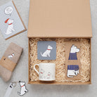 Westie gift hamper featuring bookmark, mug, coaster, socks and keyring — thoughtful dog lover gift set by Sweet William Designs