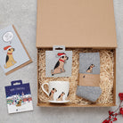 Border Terrier Christmas gift hamper with a matching Border Terrier Christmas pin, socks, mug, Christmas decoration and greeting card by Sweet William Designs