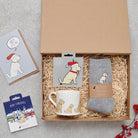 Apricot Cockapoo / Labradoodle Christmas gift hamper featuring decoration, mug, socks and greeting cards — thoughtful dog lover gift set by Sweet William Designs