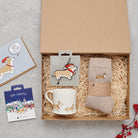 Corgi Christmas gift hamper with a matching Corgi Christmas pin, socks, mug, Christmas decoration and greeting card by Sweet William Designs