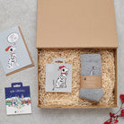Dalmatian Christmas gift hamper featuring decoration, socks, Christmas pin and greeting cards — thoughtful dog lover gift set by Sweet William Designs