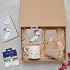 Westie Christmas gift hamper featuring decoration, mug, socks and greeting cards — thoughtful dog lover gift set by Sweet William Designs