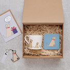 Yellow Labrador Father's Day gift hamper featuring card, mug, coaster and keyring — thoughtful dog lover gift set by Sweet William Designs