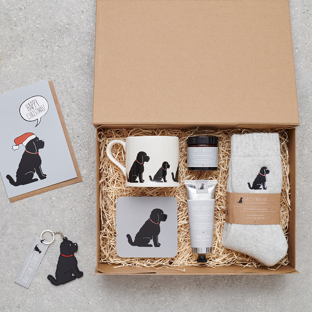 Black Cockapoo / Labradoodle gift hamper featuring coaster and matching mug — thoughtful dog lover gift set by Sweet William Designs