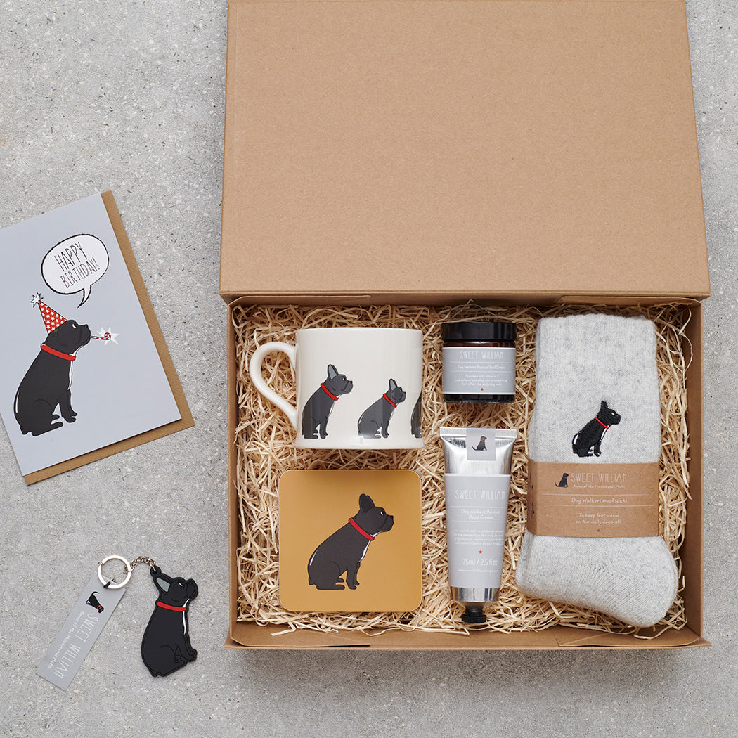 French Bulldog gift hamper featuring coaster and matching mug — thoughtful dog lover gift set by Sweet William Designs
