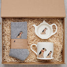 Border Terrier gift hamper featuring teabag dish, mug & socks — thoughtful dog lover gift set by Sweet William Designs