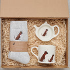 Boxer gift hamper featuring teabag dish, mug & socks — thoughtful dog lover gift set by Sweet William Designs